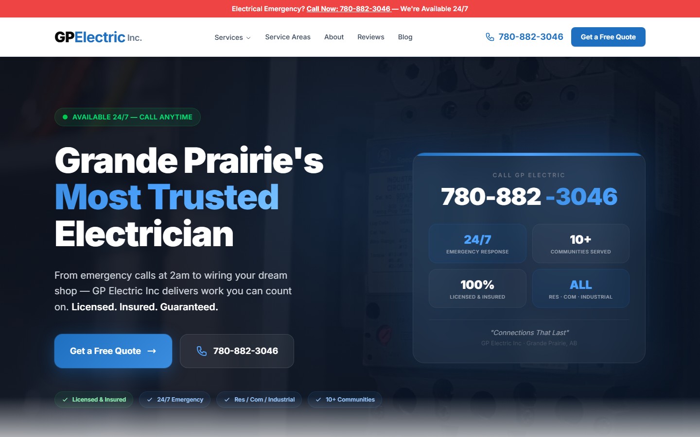 GP Electric Inc. website screenshot