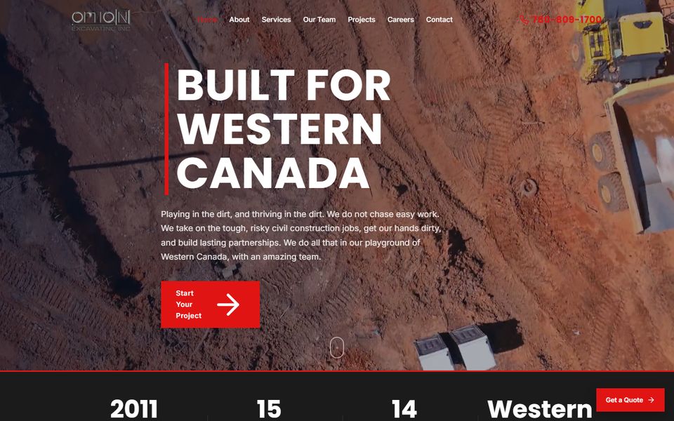 Option Excavating website screenshot